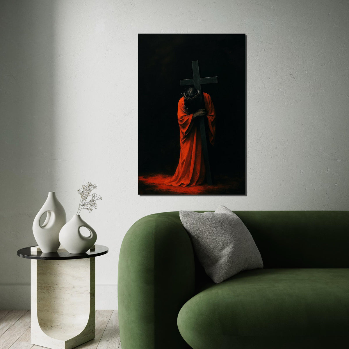Crimson Passion Canvas, Divine Cross Wall Art, Religious Canvas Art, Wall Art Canvas Design, Ready to Hang Spiritual Decoration, Print Art
