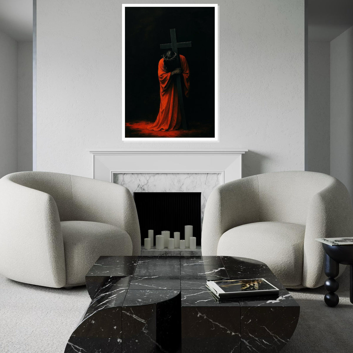 Crimson Passion Canvas, Divine Cross Wall Art, Religious Canvas Art, Wall Art Canvas Design, Ready to Hang Spiritual Decoration, Print Art
