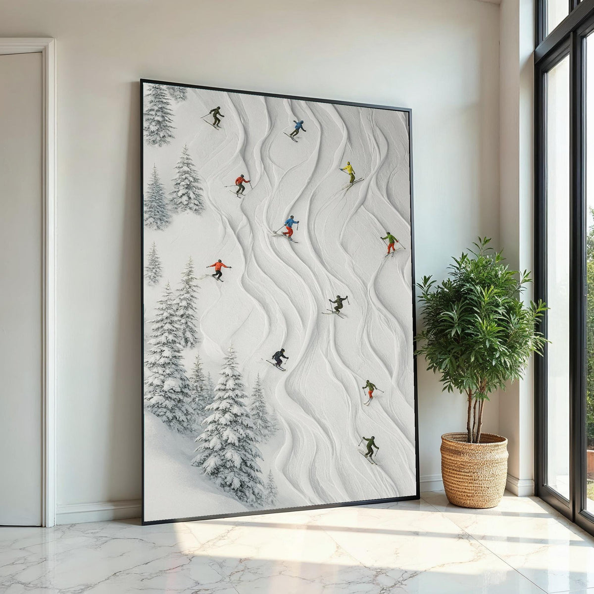 Skiing Adventure Canvas, Winter Sports Wall Art, Skiers in Snowy Landscape, Ski Poster, Wall Art Canvas, Ready to Hang Decoration