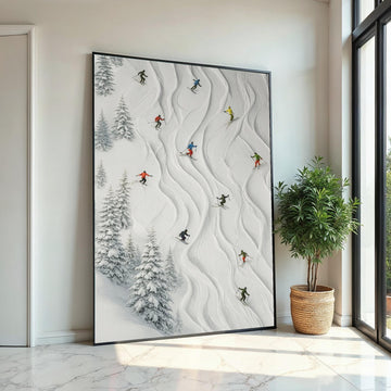 Skiing Adventure Canvas, Winter Sports Wall Art, Skiers in Snowy Landscape, Ski Poster, Wall Art Canvas, Ready to Hang Decoration