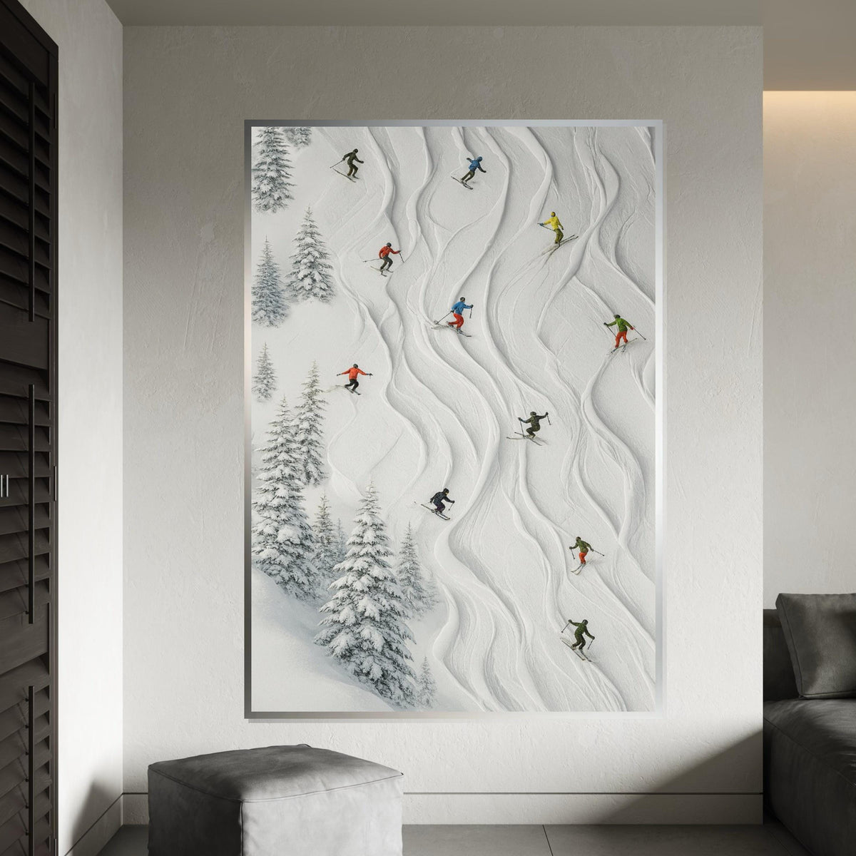 Skiing Adventure Canvas, Winter Sports Wall Art, Skiers in Snowy Landscape, Ski Poster, Wall Art Canvas, Ready to Hang Decoration