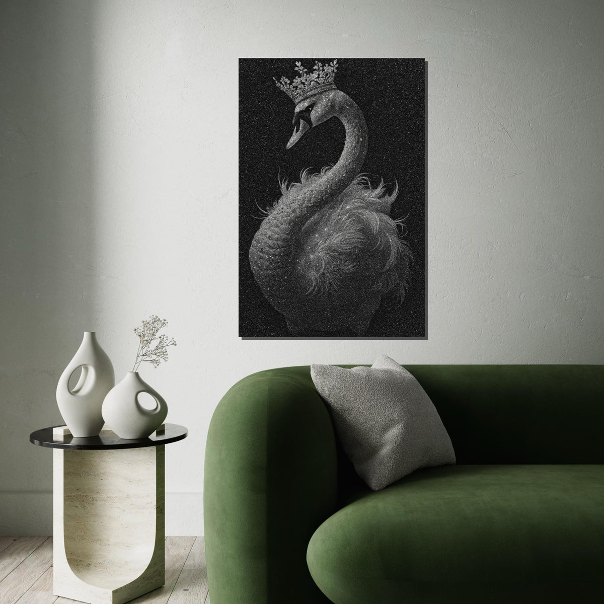 Majestic Crowned Swan Canvas, Elegant Swan Wall Art, Royal Bird Print, Animal Poster, Wall Art Canvas Design, Ready to Hang Décor