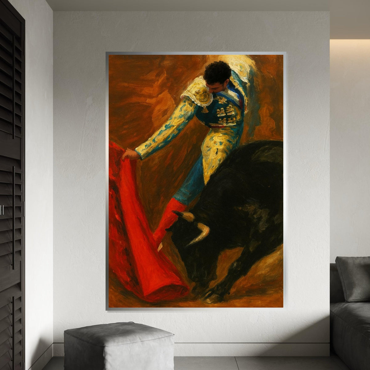 Matador Elegance Canvas, Bullfight Wall Art, Spanish Matador Print, Wall Art Canvas Design, Ready To Hang Decoration, Print Art