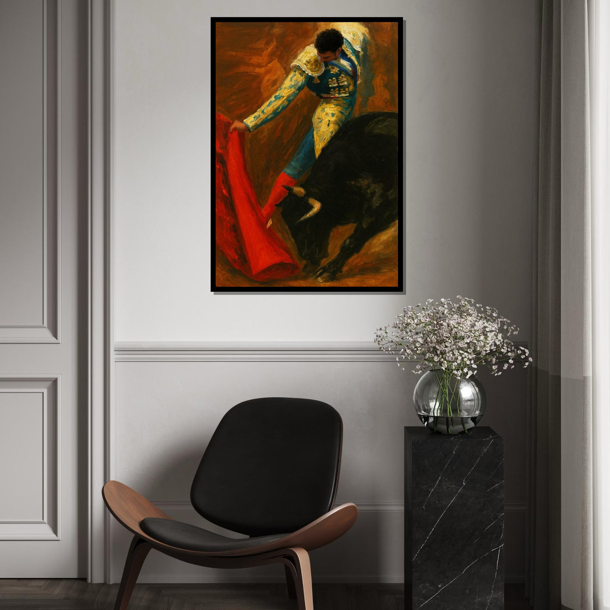 Matador Elegance Canvas, Bullfight Wall Art, Spanish Matador Print, Wall Art Canvas Design, Ready To Hang Decoration, Print Art
