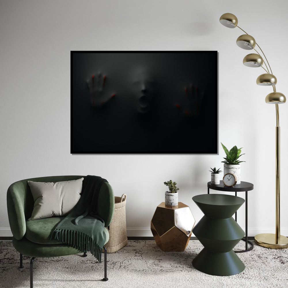Dark Scream Canvas, Creepy Hands Wall Art, Haunting Shadows Print, Horror Art Canvas Design, Ready To Hang Scary Decoration