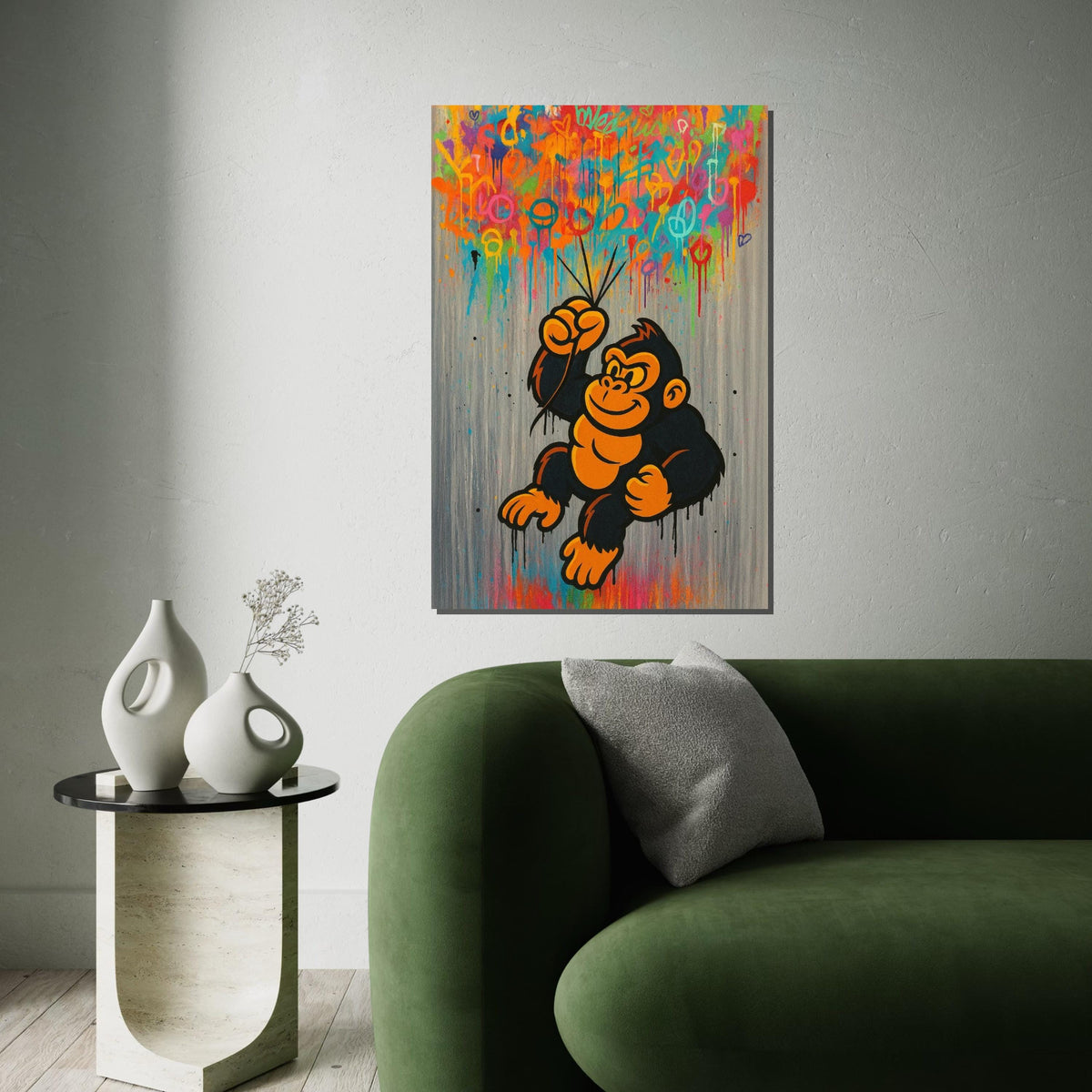 Graffiti Gorilla Canvas, Colorful Ape Wall Art, Pop Art Monkey Print, Urban Street Art, Wall Art Design, Ready to Hang Decor