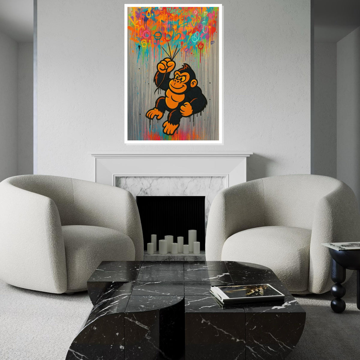 Graffiti Gorilla Canvas, Colorful Ape Wall Art, Pop Art Monkey Print, Urban Street Art, Wall Art Design, Ready to Hang Decor