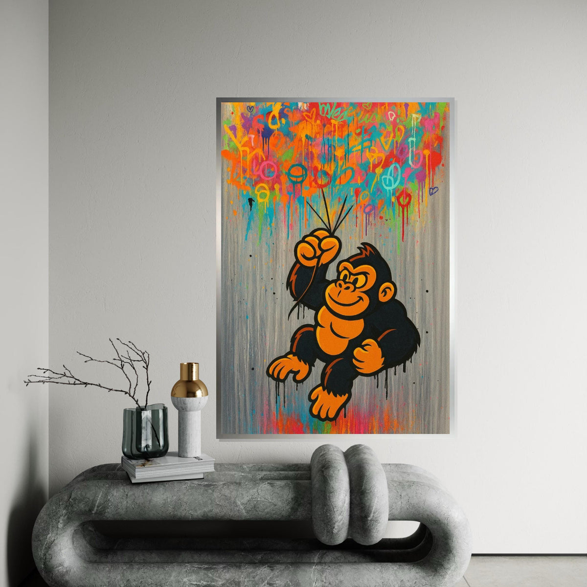 Graffiti Gorilla Canvas, Colorful Ape Wall Art, Pop Art Monkey Print, Urban Street Art, Wall Art Design, Ready to Hang Decor