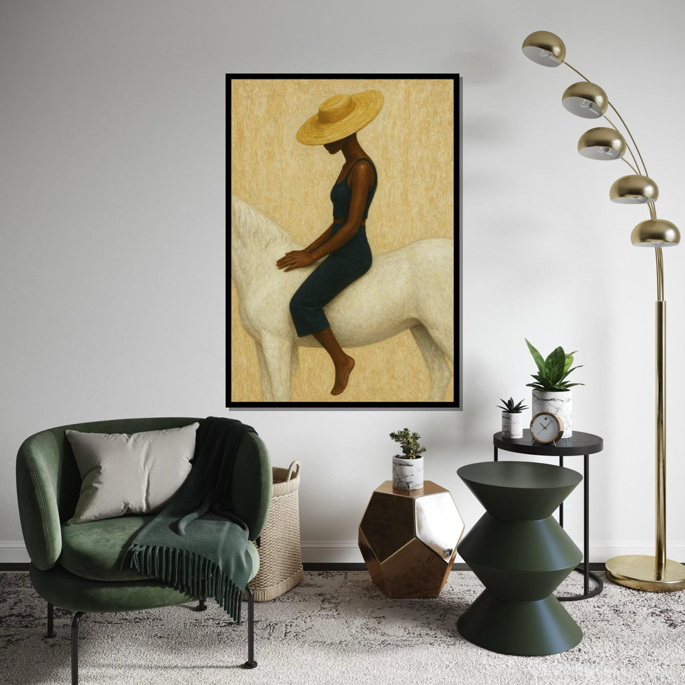 Elegant Rider Canvas, Woman on Horse Art, Minimalist Wall Art, Modern Canvas Design, Stylish Decor, Ready to Hang Home Decoration