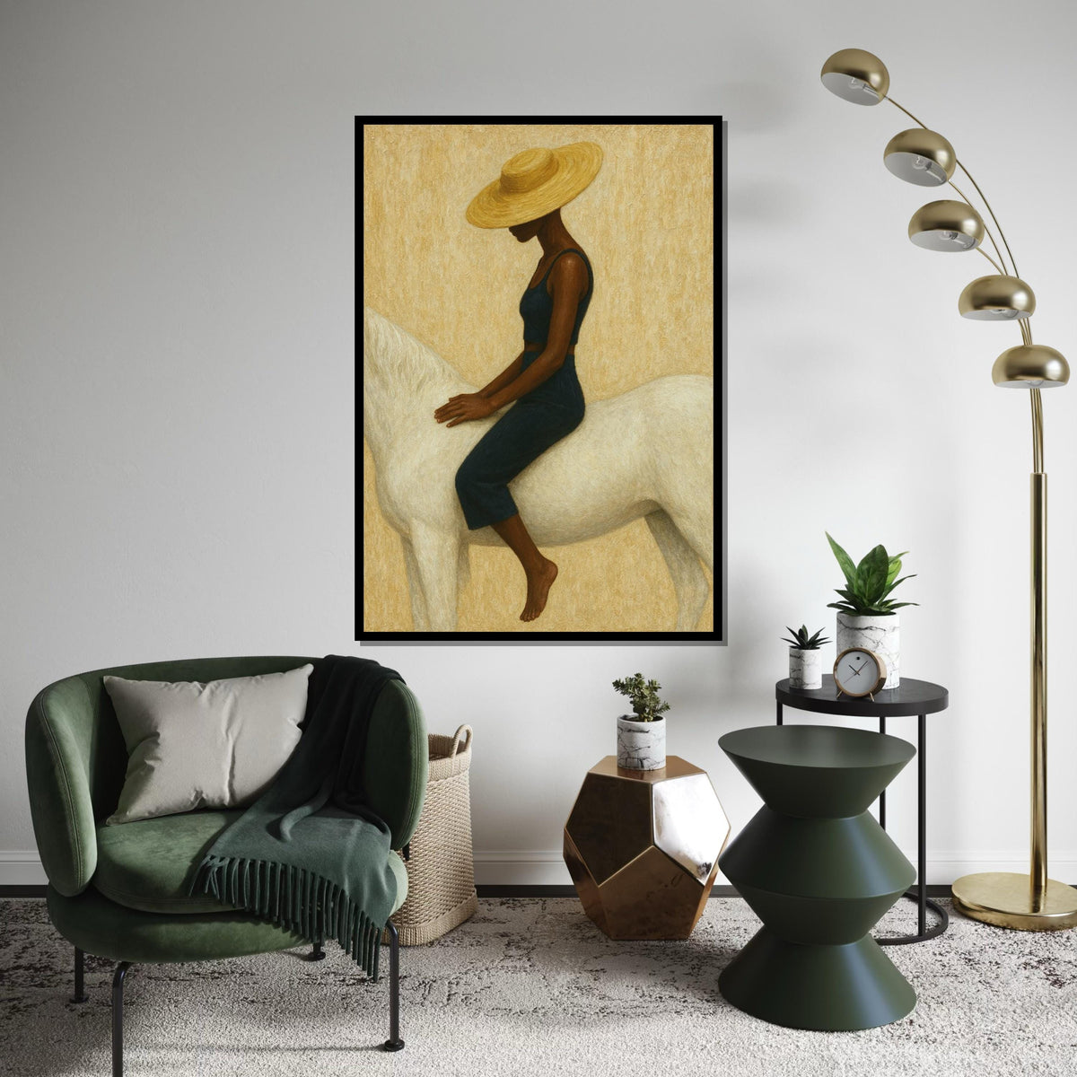 Elegant Rider Canvas, Woman on Horse Art, Minimalist Wall Art, Modern Canvas Design, Stylish Decor, Ready to Hang Home Decoration