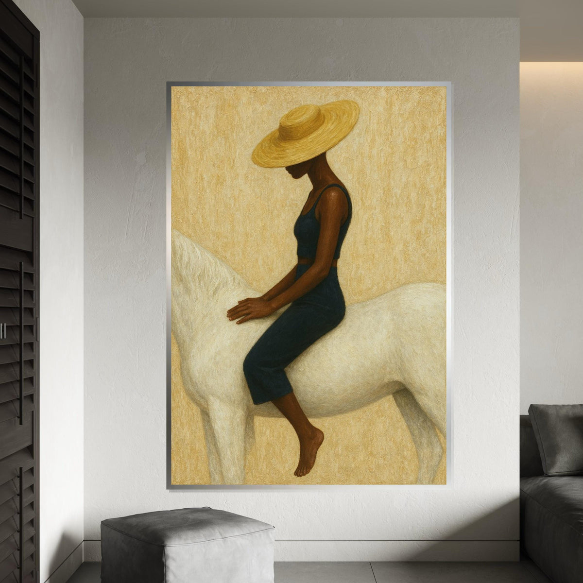Elegant Rider Canvas, Woman on Horse Art, Minimalist Wall Art, Modern Canvas Design, Stylish Decor, Ready to Hang Home Decoration
