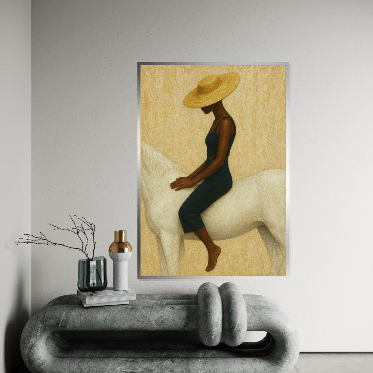 Elegant Rider Canvas, Woman on Horse Art, Minimalist Wall Art, Modern Canvas Design, Stylish Decor, Ready to Hang Home Decoration