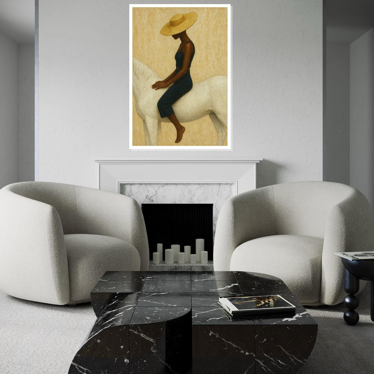 Elegant Rider Canvas, Woman on Horse Art, Minimalist Wall Art, Modern Canvas Design, Stylish Decor, Ready to Hang Home Decoration