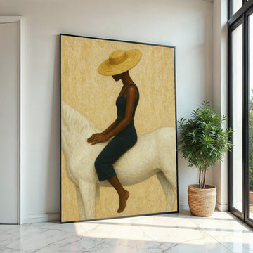 Elegant Rider Canvas, Woman on Horse Art, Minimalist Wall Art, Modern Canvas Design, Stylish Decor, Ready to Hang Home Decoration