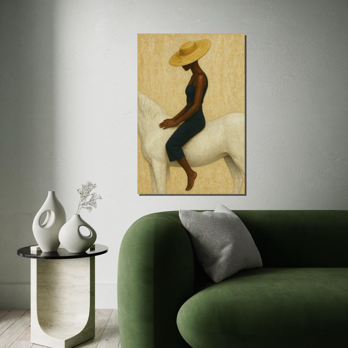 Elegant Rider Canvas, Woman on Horse Art, Minimalist Wall Art, Modern Canvas Design, Stylish Decor, Ready to Hang Home Decoration
