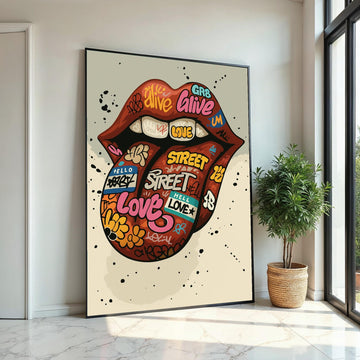 Graffiti Lips Canvas, Street Art Lips Poster, Graffiti Art, Wall Art Canvas Design, Ready To Hang Decoration, Gift Art