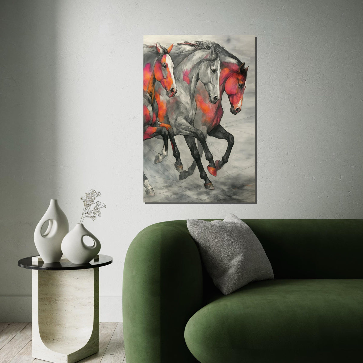 Galloping Stallions Canvas, Multicolor Horse Wall Art, Animal Canvas Print, Wall Art Canvas Design, Ready To Hang Decoration