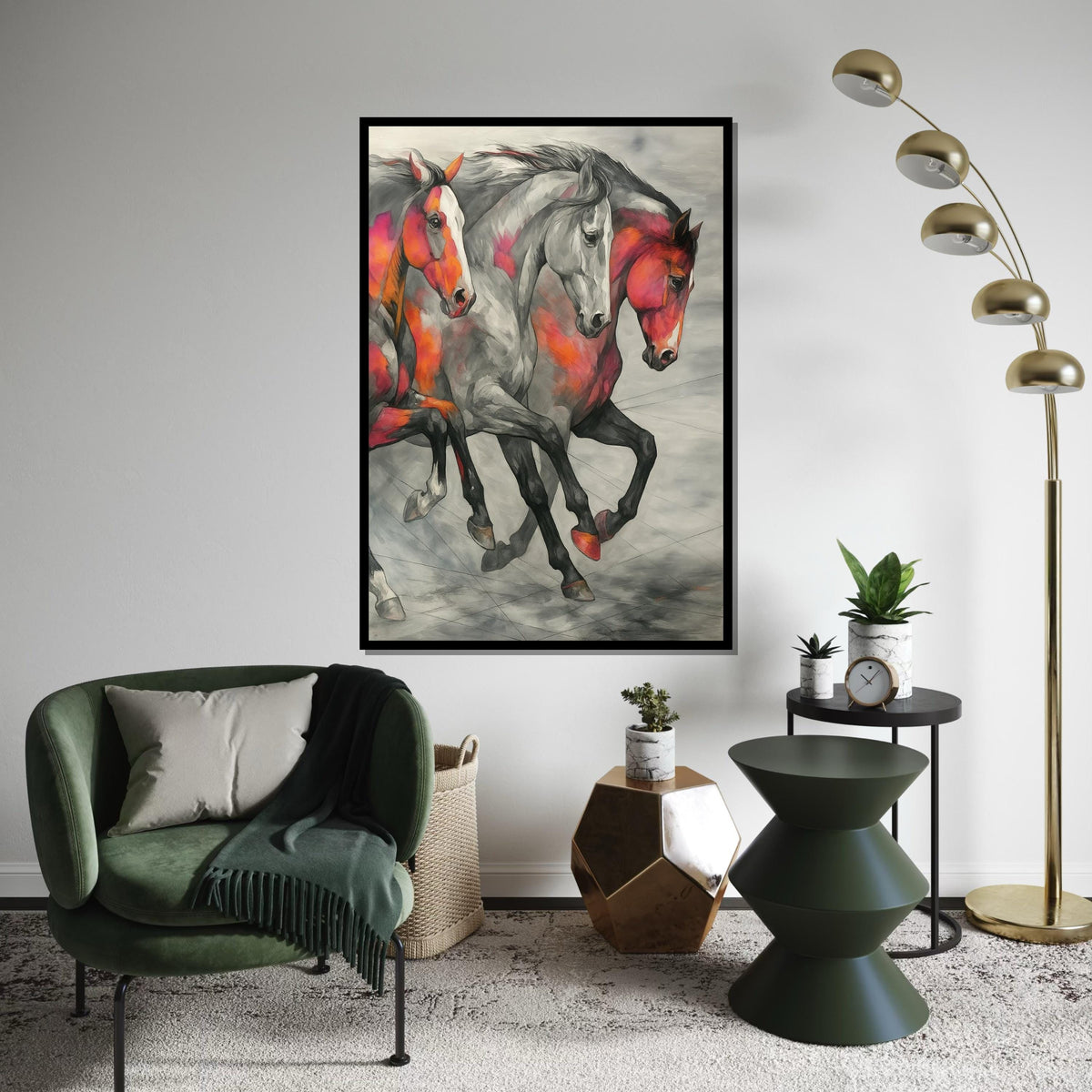 Galloping Stallions Canvas, Multicolor Horse Wall Art, Animal Canvas Print, Wall Art Canvas Design, Ready To Hang Decoration