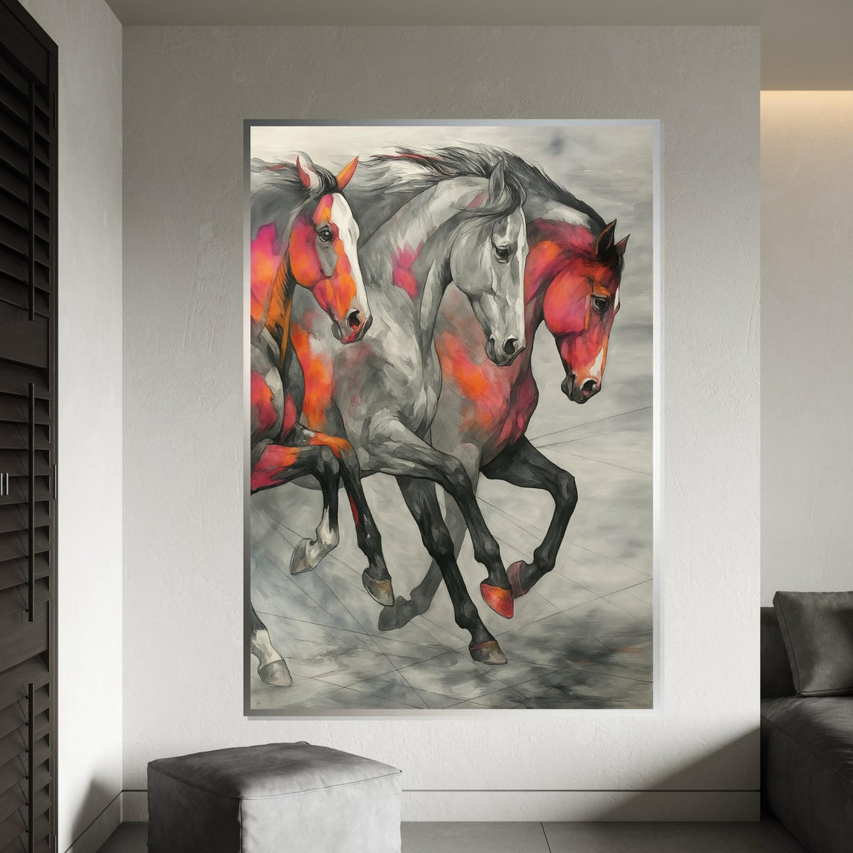 Galloping Stallions Canvas, Multicolor Horse Wall Art, Animal Canvas Print, Wall Art Canvas Design, Ready To Hang Decoration