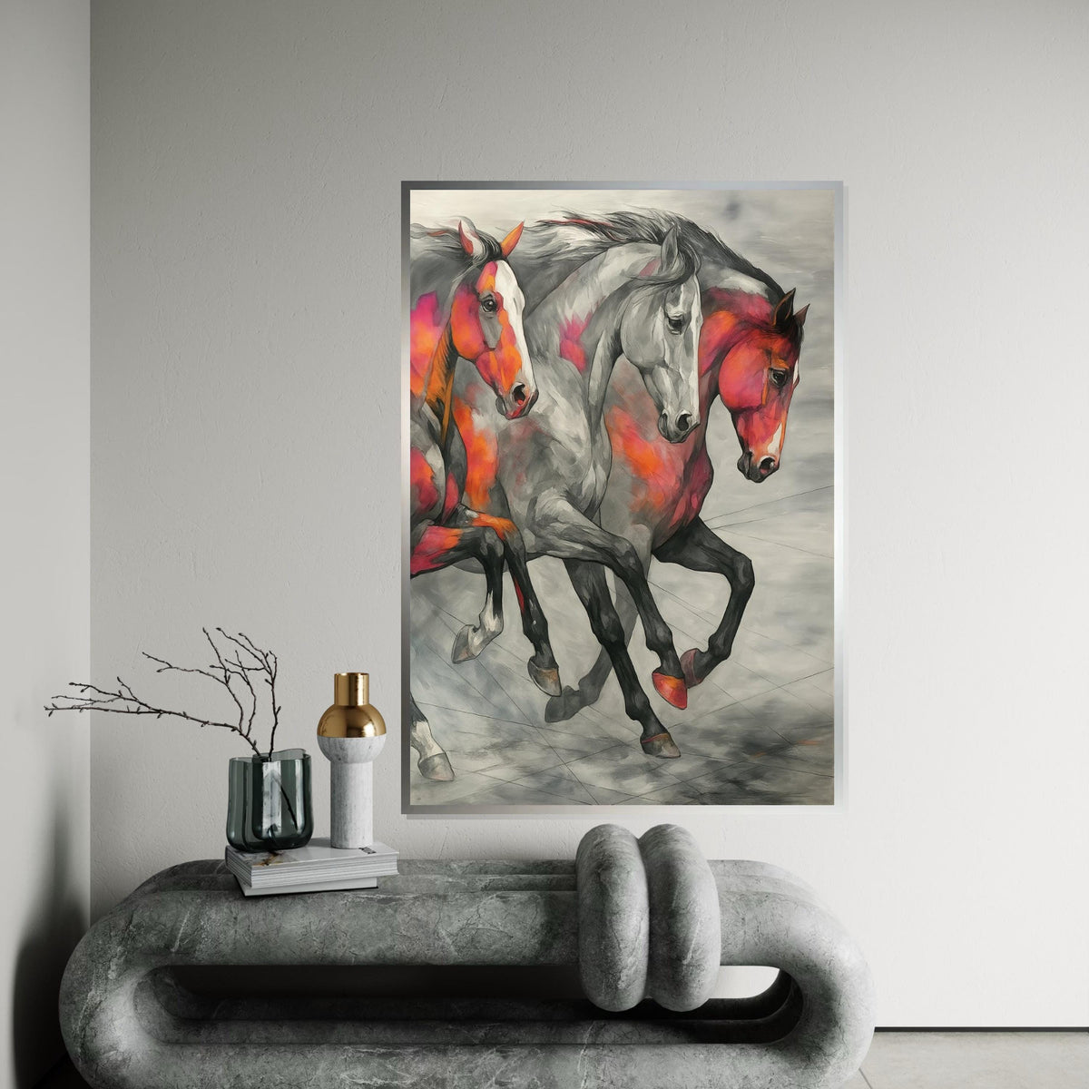Galloping Stallions Canvas, Multicolor Horse Wall Art, Animal Canvas Print, Wall Art Canvas Design, Ready To Hang Decoration