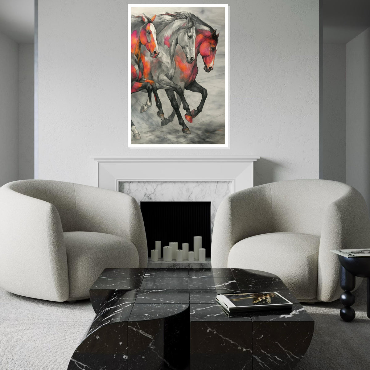 Galloping Stallions Canvas, Multicolor Horse Wall Art, Animal Canvas Print, Wall Art Canvas Design, Ready To Hang Decoration