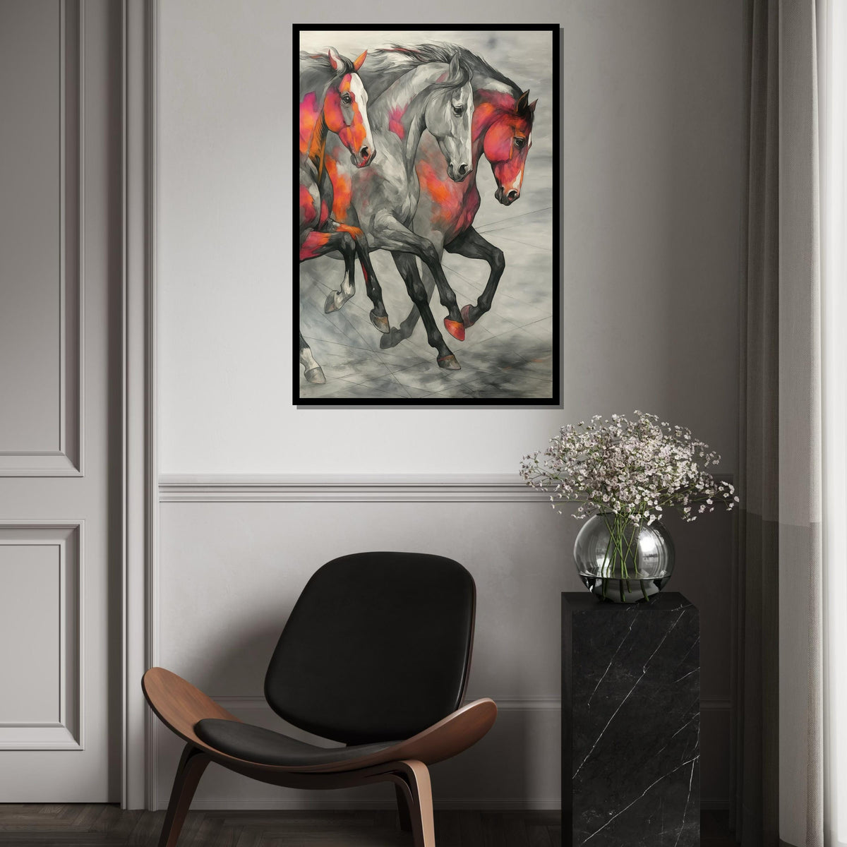 Galloping Stallions Canvas, Multicolor Horse Wall Art, Animal Canvas Print, Wall Art Canvas Design, Ready To Hang Decoration
