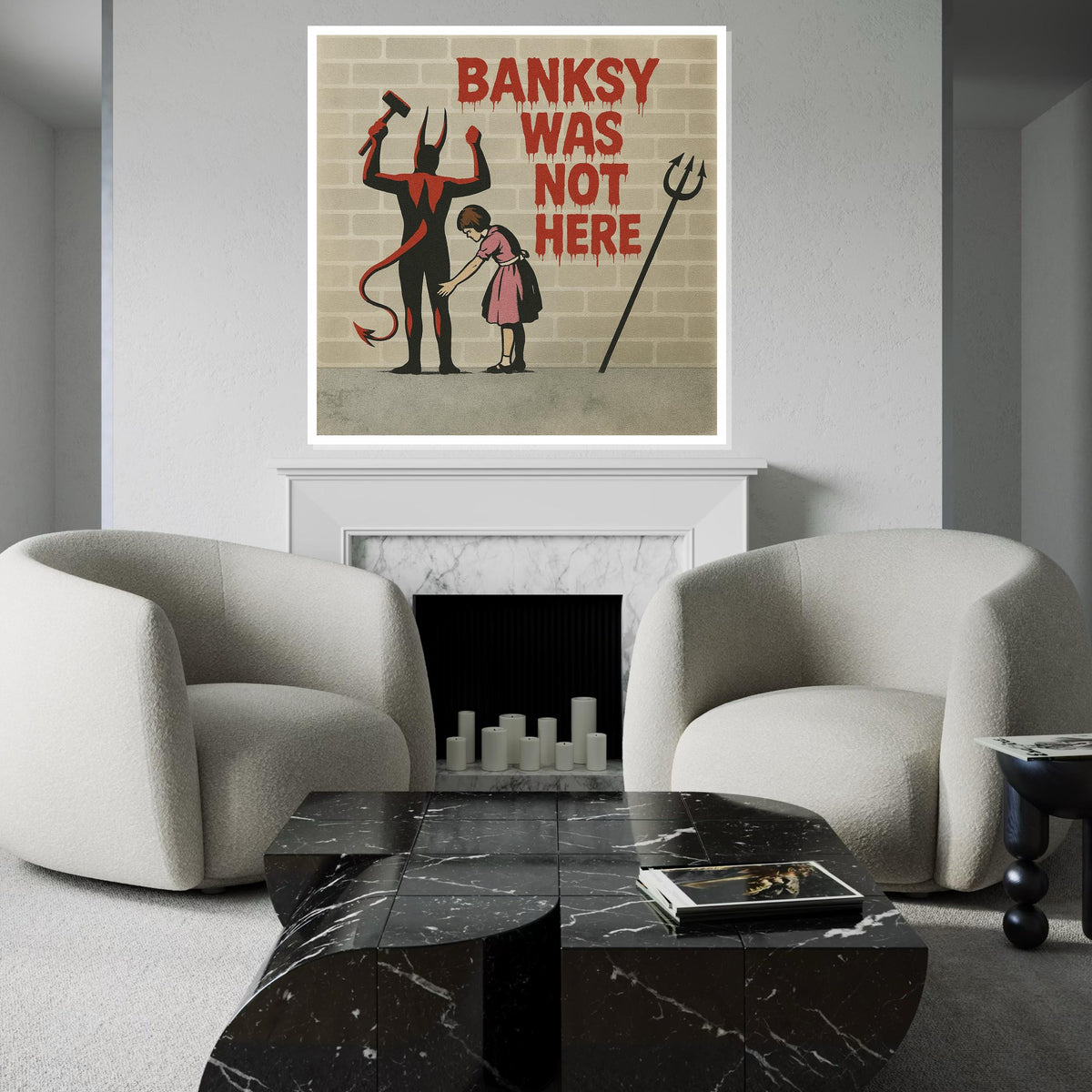 Devil  Girl Canvas, Wall Art Canvas Design, Banksy Inspired Art, Graffiti Style Poster, Ready To Hang Decoration, Gift Art