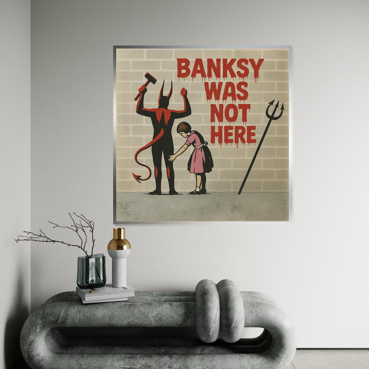 Devil  Girl Canvas, Wall Art Canvas Design, Banksy Inspired Art, Graffiti Style Poster, Ready To Hang Decoration, Gift Art