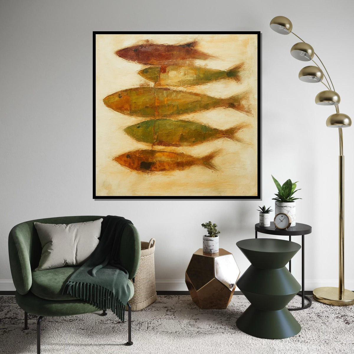 Fish Abstract Canvas, Modern Fish Wall Art, Aquatic Canvas Design, Ready to Hang, Oceanic Posters, Vibrant Fish Painting, Home Decor