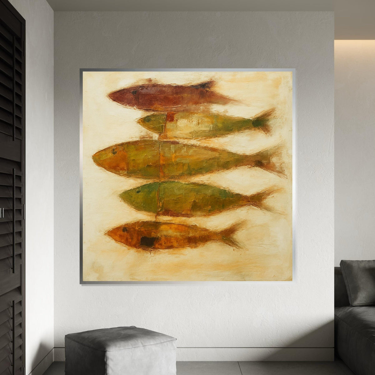 Fish Abstract Canvas, Modern Fish Wall Art, Aquatic Canvas Design, Ready to Hang, Oceanic Posters, Vibrant Fish Painting, Home Decor