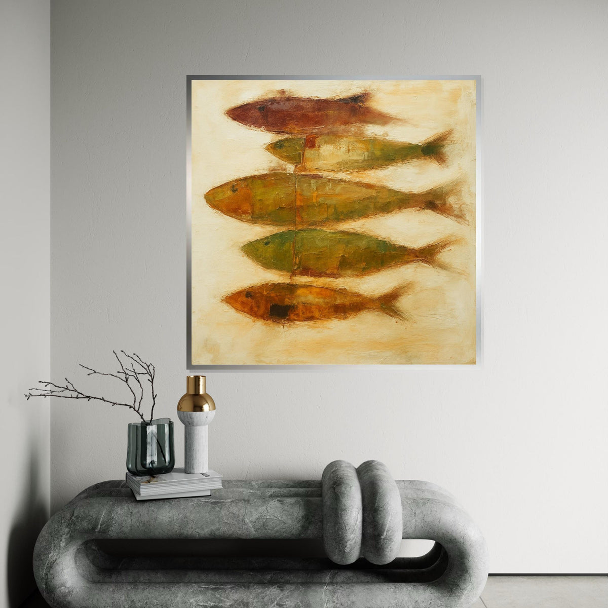Fish Abstract Canvas, Modern Fish Wall Art, Aquatic Canvas Design, Ready to Hang, Oceanic Posters, Vibrant Fish Painting, Home Decor