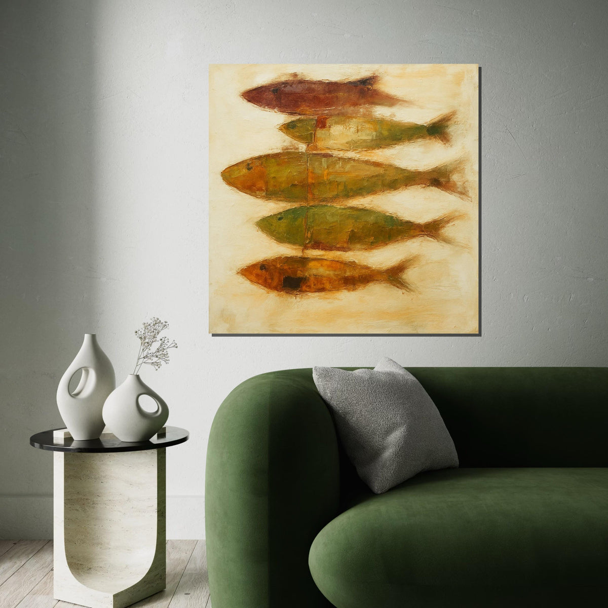Fish Abstract Canvas, Modern Fish Wall Art, Aquatic Canvas Design, Ready to Hang, Oceanic Posters, Vibrant Fish Painting, Home Decor