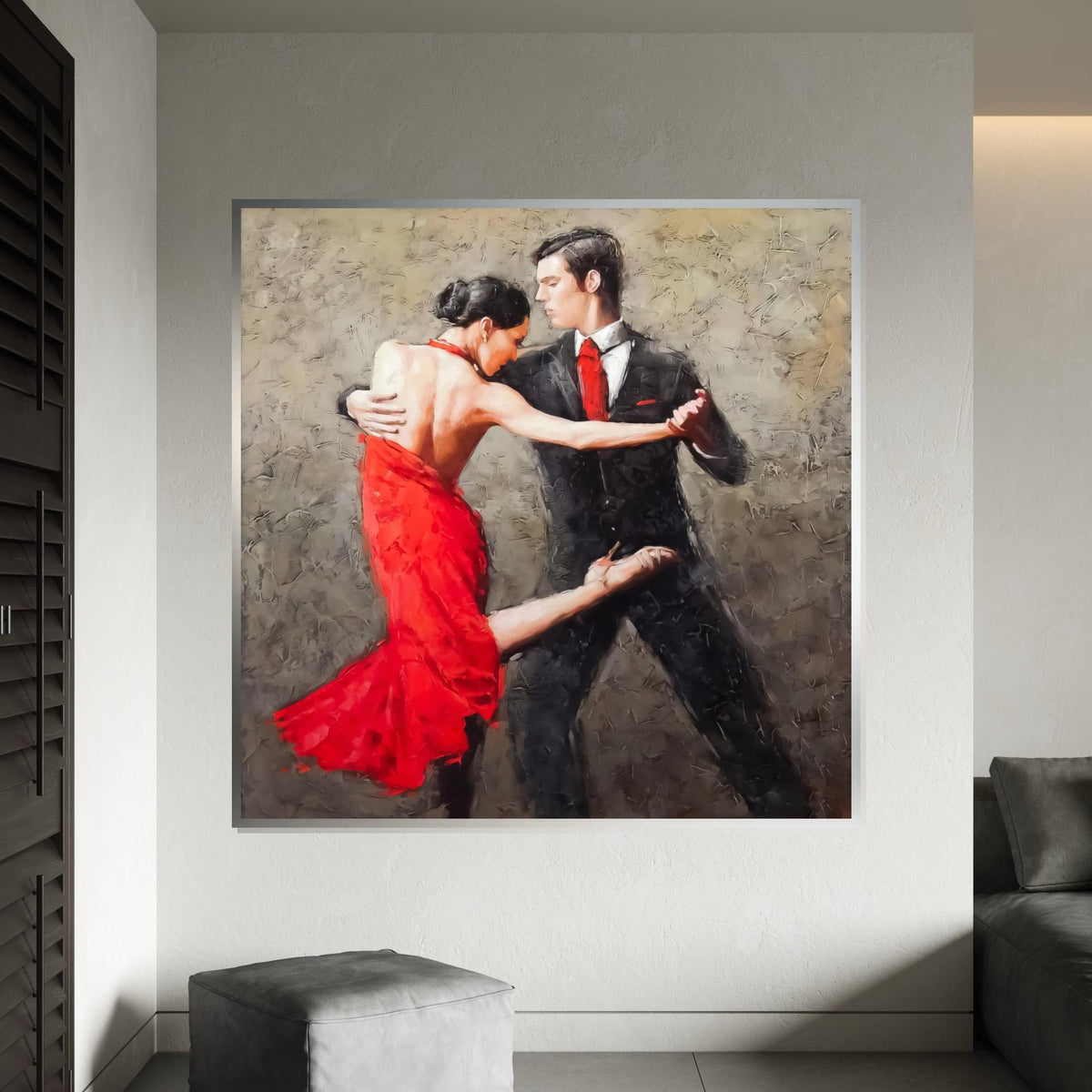 Tango Dancers Canvas, Red Dress Art, Passionate Dance Wall Art, Ballroom Poster, Wall Art Canvas Design, Ready To Hang Decoration