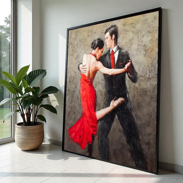 Tango Dancers Canvas, Red Dress Art, Passionate Dance Wall Art, Ballroom Poster, Wall Art Canvas Design, Ready To Hang Decoration