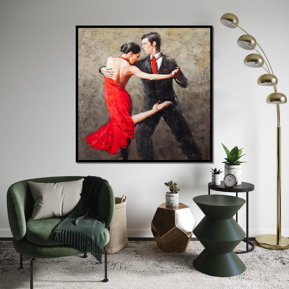 Tango Dancers Canvas, Red Dress Art, Passionate Dance Wall Art, Ballroom Poster, Wall Art Canvas Design, Ready To Hang Decoration