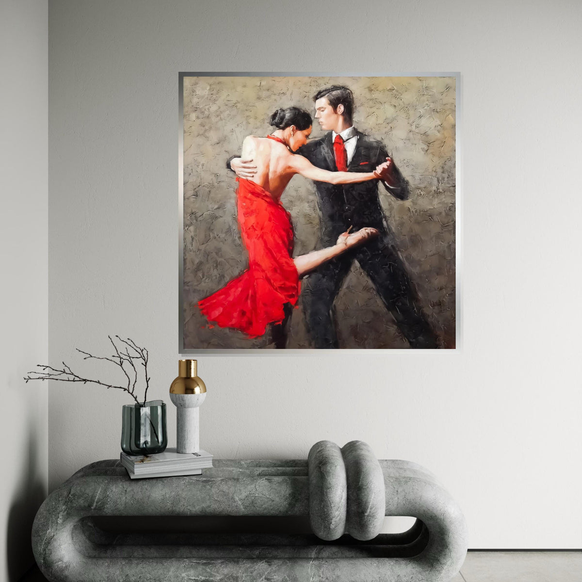 Tango Dancers Canvas, Red Dress Art, Passionate Dance Wall Art, Ballroom Poster, Wall Art Canvas Design, Ready To Hang Decoration