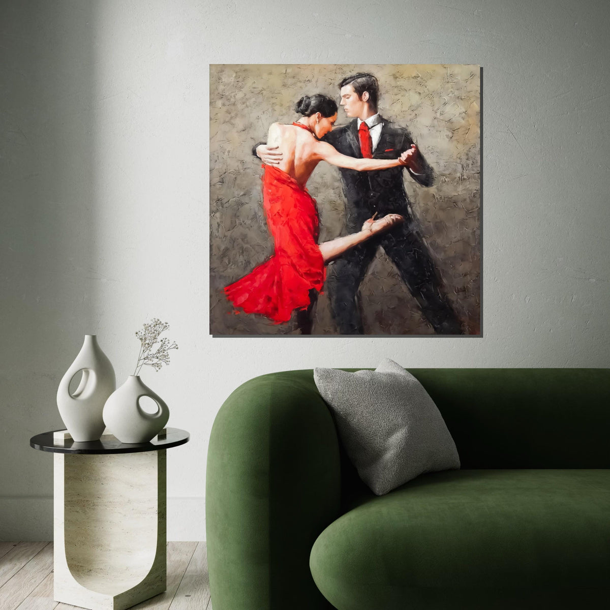 Tango Dancers Canvas, Red Dress Art, Passionate Dance Wall Art, Ballroom Poster, Wall Art Canvas Design, Ready To Hang Decoration