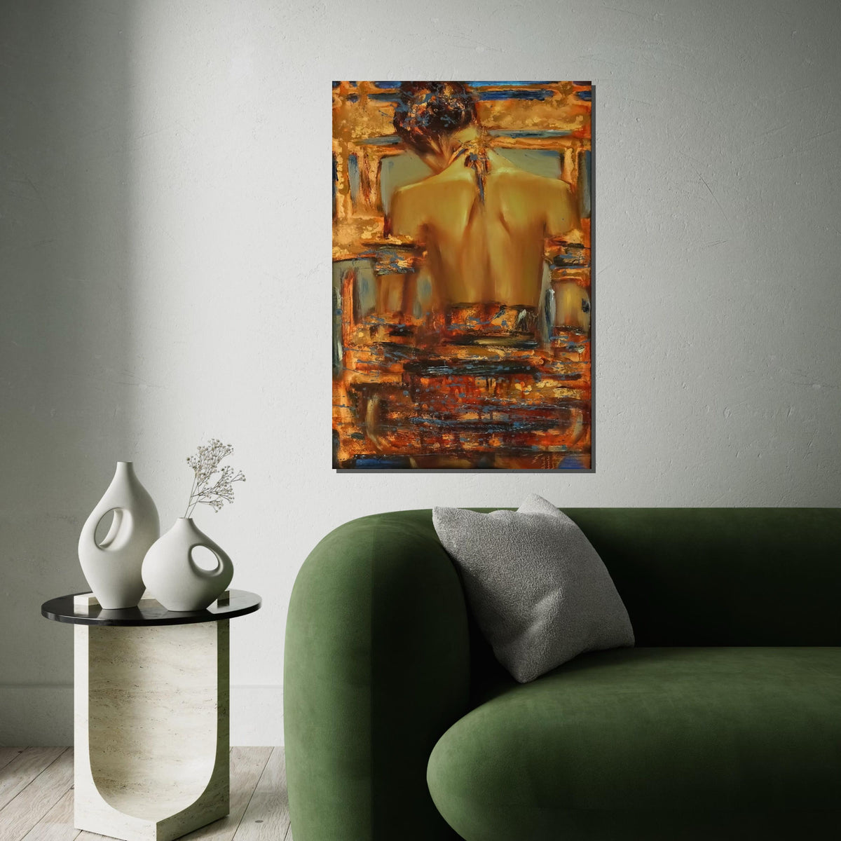 Abstract Woman Canvas, Back Portrait Art, Wall Art Canvas Design, Modern Decor, Colorful Painting, Autumn Tones, Ready to Hang