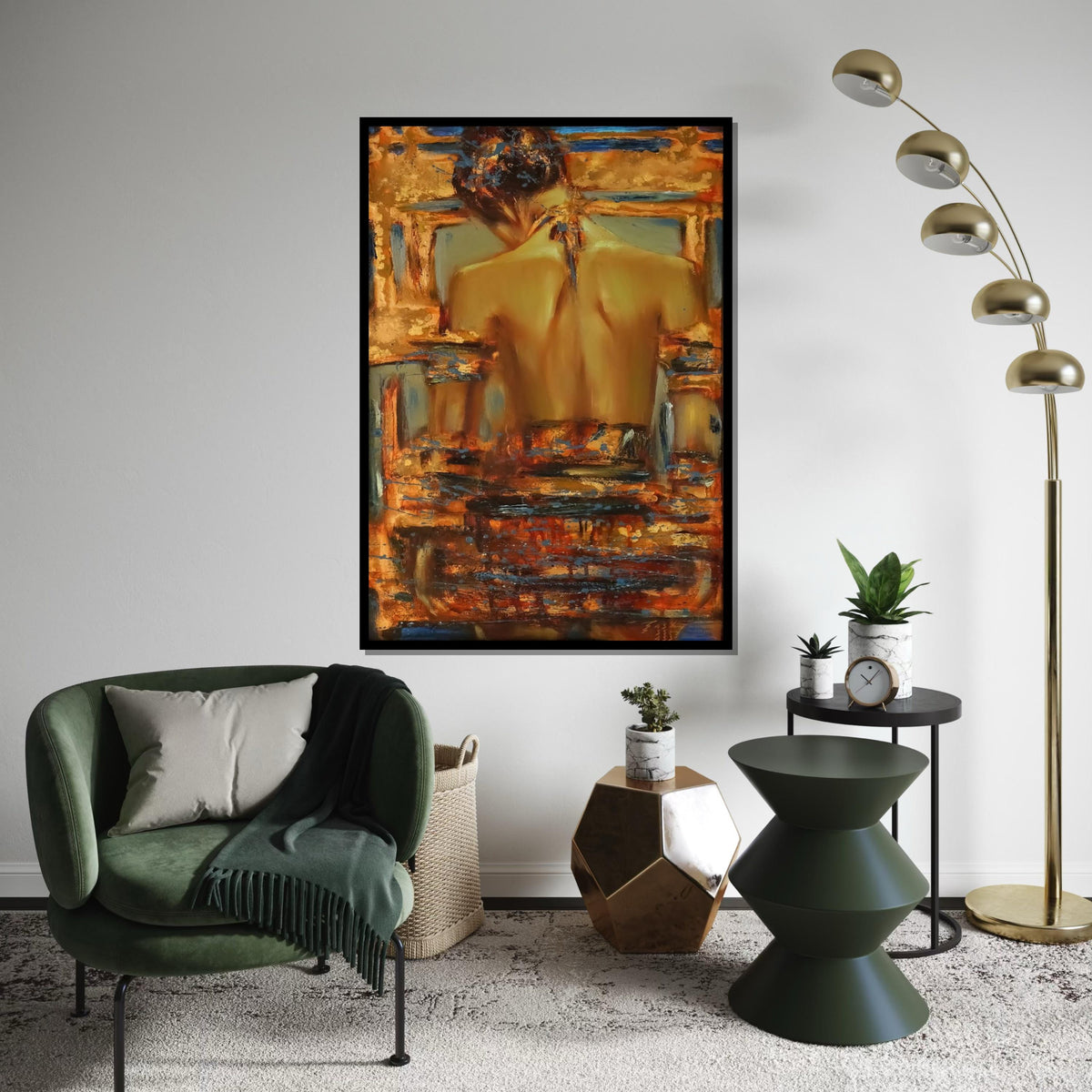 Abstract Woman Canvas, Back Portrait Art, Wall Art Canvas Design, Modern Decor, Colorful Painting, Autumn Tones, Ready to Hang