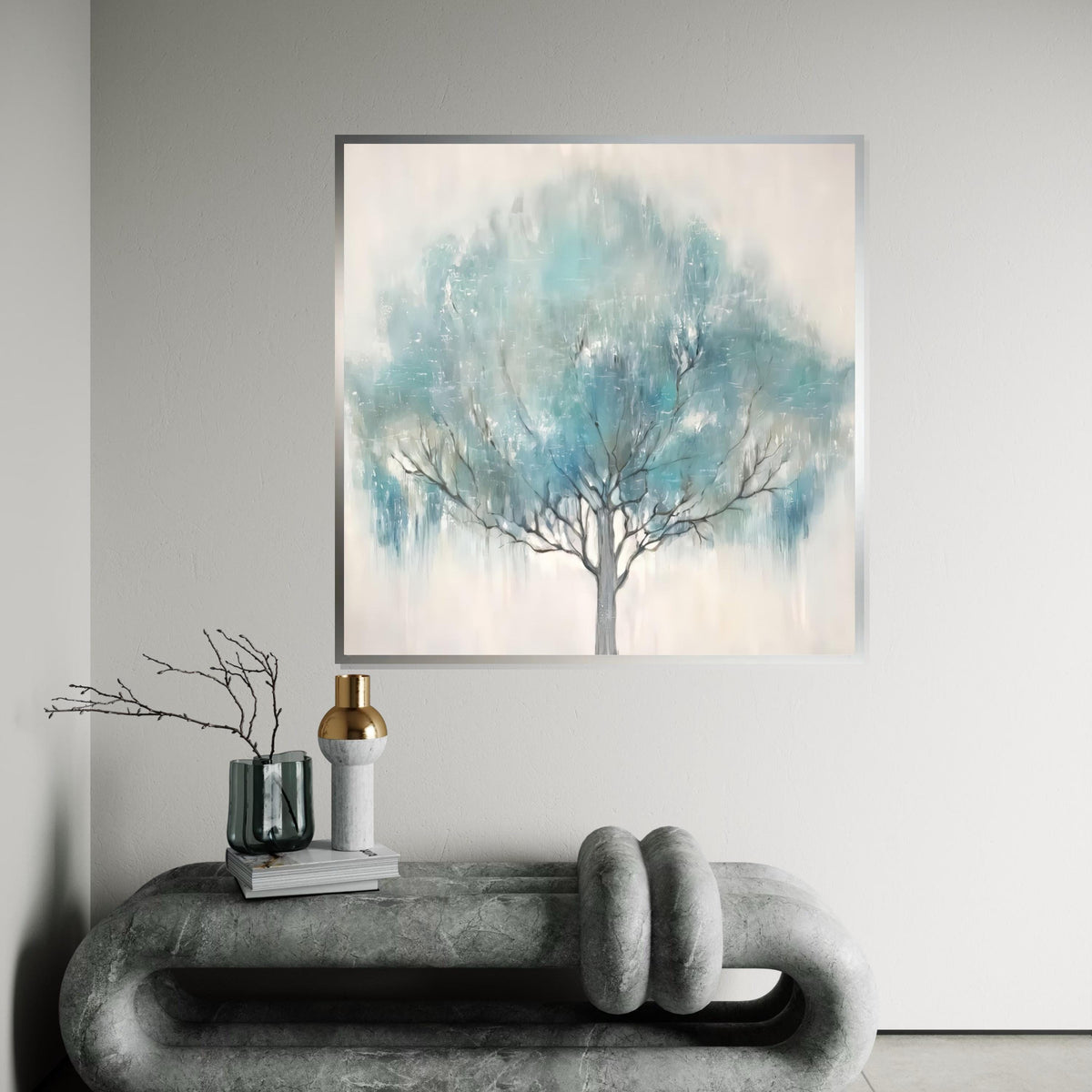 Mystical Blue Tree Canvas, Abstract Tree Wall Art, Nature Wall Print, Canvas Design, Ready to Hang Decor, Elegant Tree Art Print