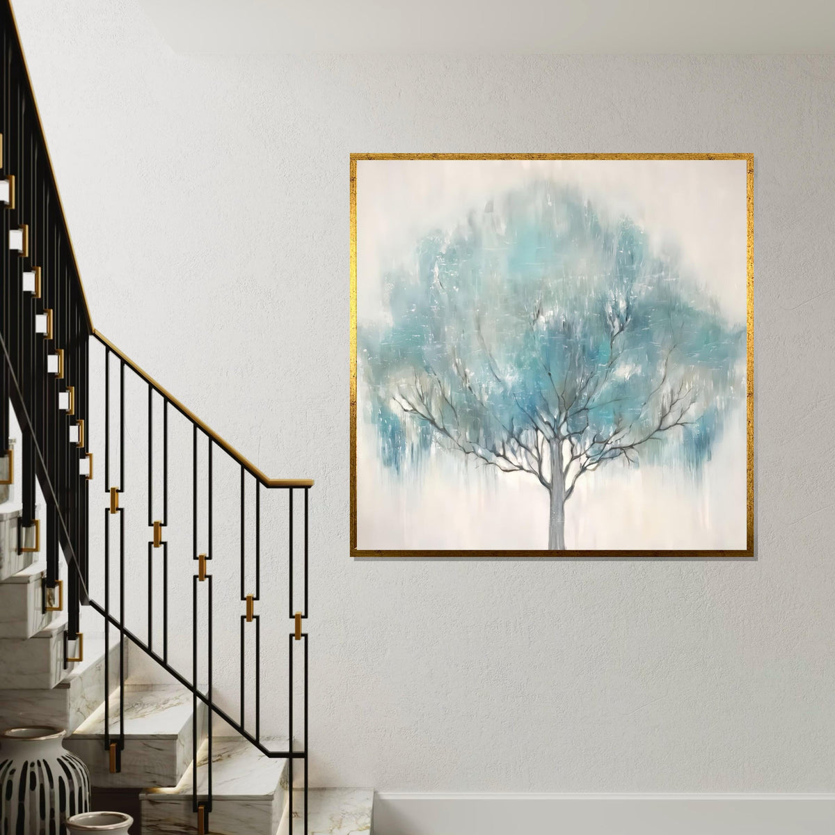 Mystical Blue Tree Canvas, Abstract Tree Wall Art, Nature Wall Print, Canvas Design, Ready to Hang Decor, Elegant Tree Art Print