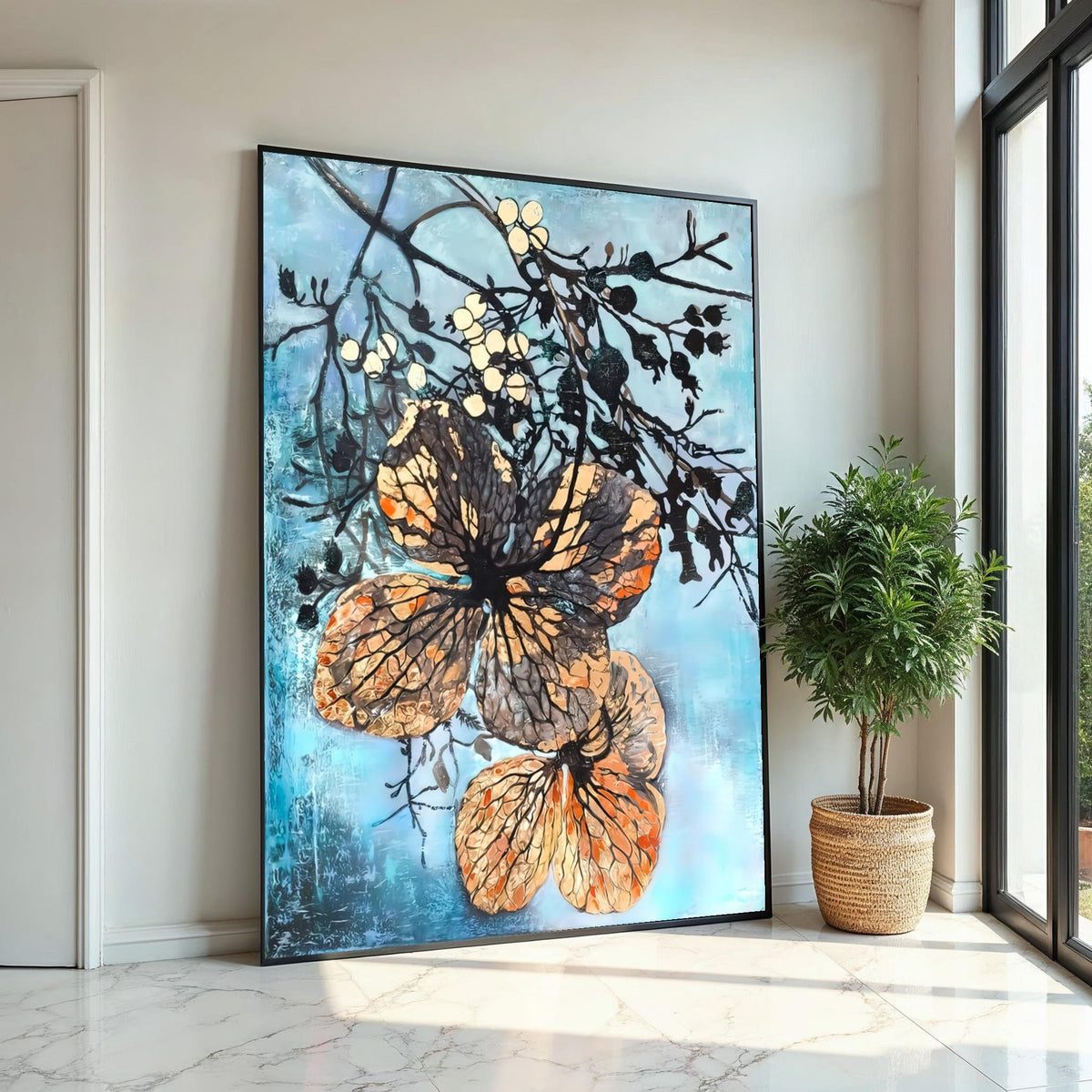 Natures Elegance Canvas, Abstract Floral Wall Art, Artistic Botanical Print, Flower Canvas Design, Ready to Hang Decoration