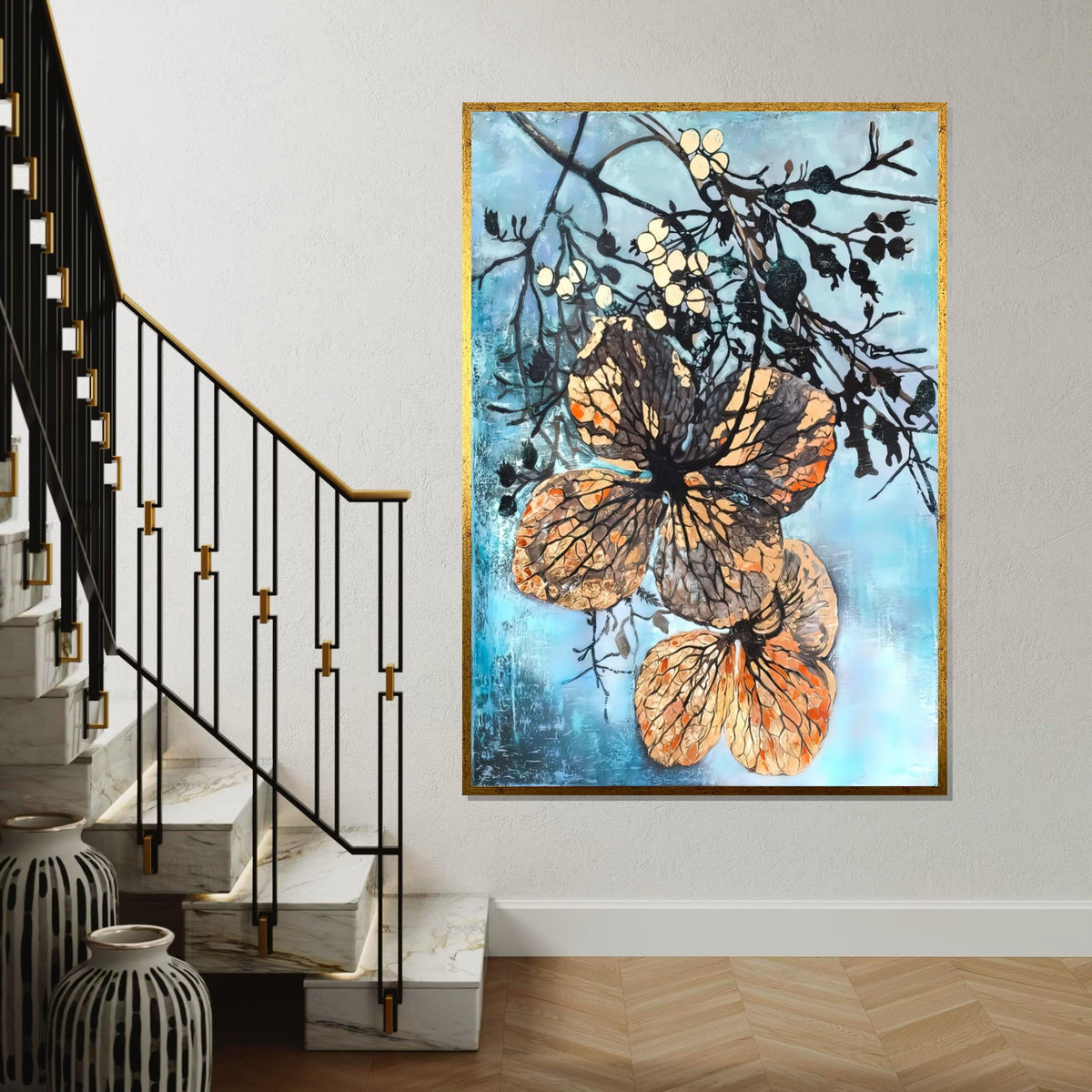 Natures Elegance Canvas, Abstract Floral Wall Art, Artistic Botanical Print, Flower Canvas Design, Ready to Hang Decoration