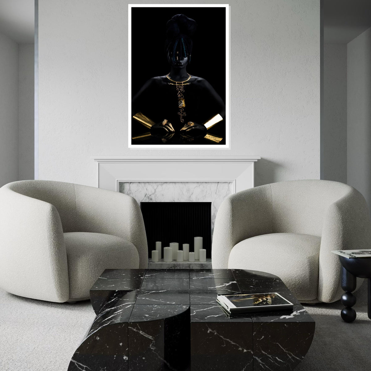 Elegant Afro Woman Canvas, Gold Jewelry Art, Portrait Wall Art, Fashion Canvas Design, Modern Décor, Ready to Hang Decoration