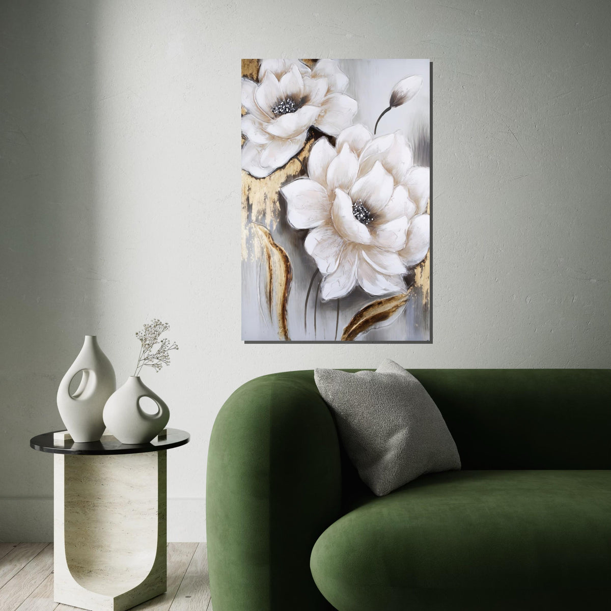 Elegant White Flowers Canvas, Floral Art, Wall Art Canvas Design, NatureInspired, Ready To Hang Decoration, Modern Botanicals