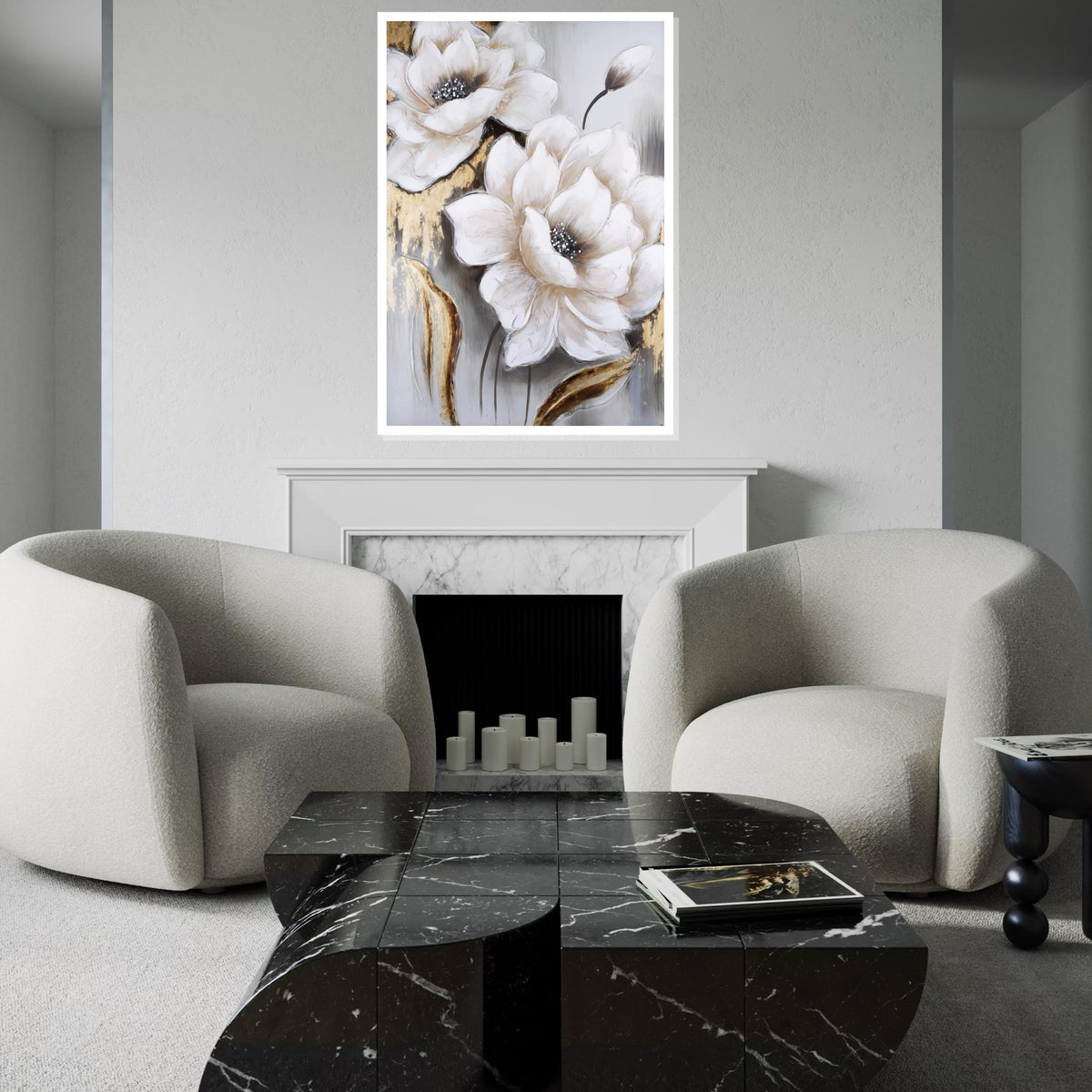 Elegant White Flowers Canvas, Floral Art, Wall Art Canvas Design, NatureInspired, Ready To Hang Decoration, Modern Botanicals