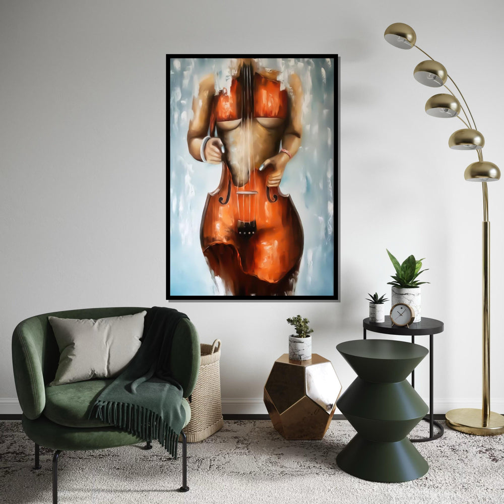 Human Cello Canvas, Musical Body Art, Abstract Cello Poster, Wall Art Canvas Design, Artistic Decoration, Ready to Hang Home Decor,Music Art
