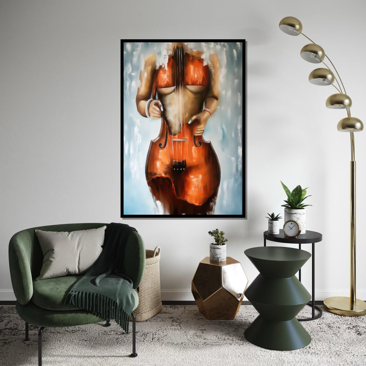 Human Cello Canvas, Musical Body Art, Abstract Cello Poster, Wall Art Canvas Design, Artistic Decoration, Ready to Hang Home Decor