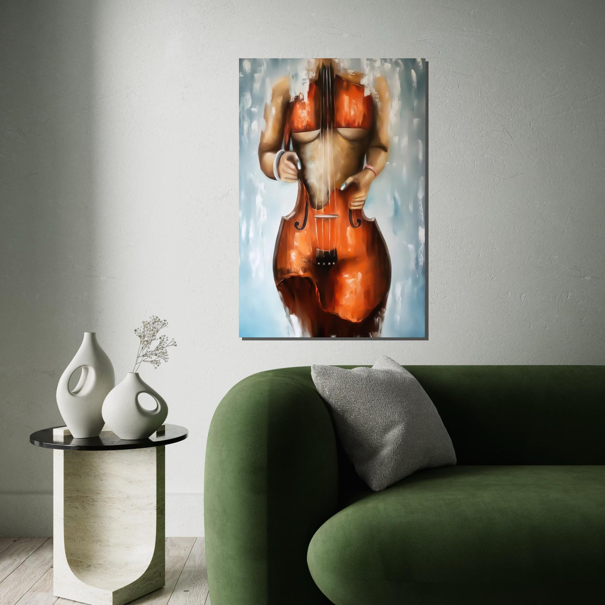 Human Cello Canvas, Musical Body Art, Abstract Cello Poster, Wall Art Canvas Design, Artistic Decoration, Ready to Hang Home Decor