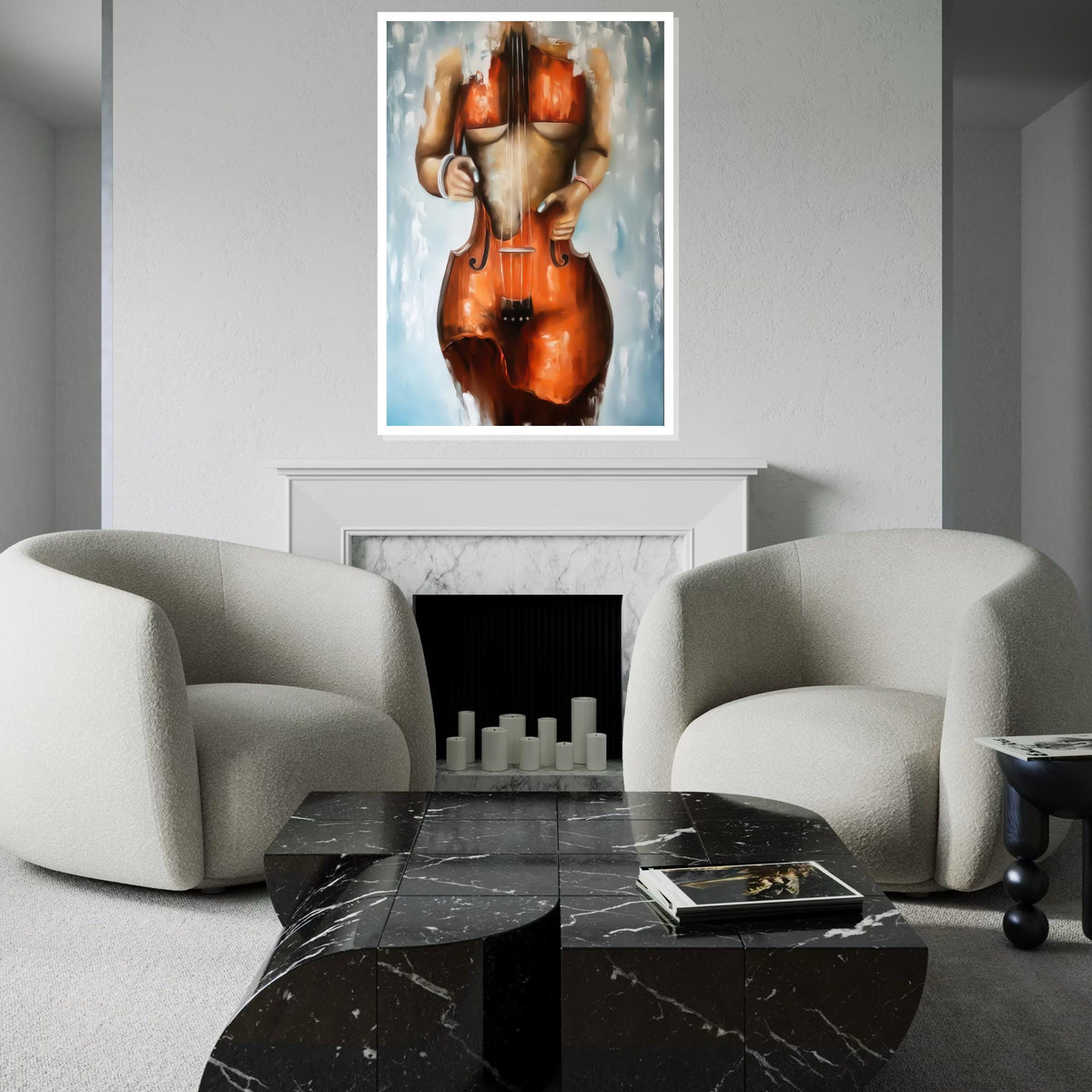 Human Cello Canvas, Musical Body Art, Abstract Cello Poster, Wall Art Canvas Design, Artistic Decoration, Ready to Hang Home Decor